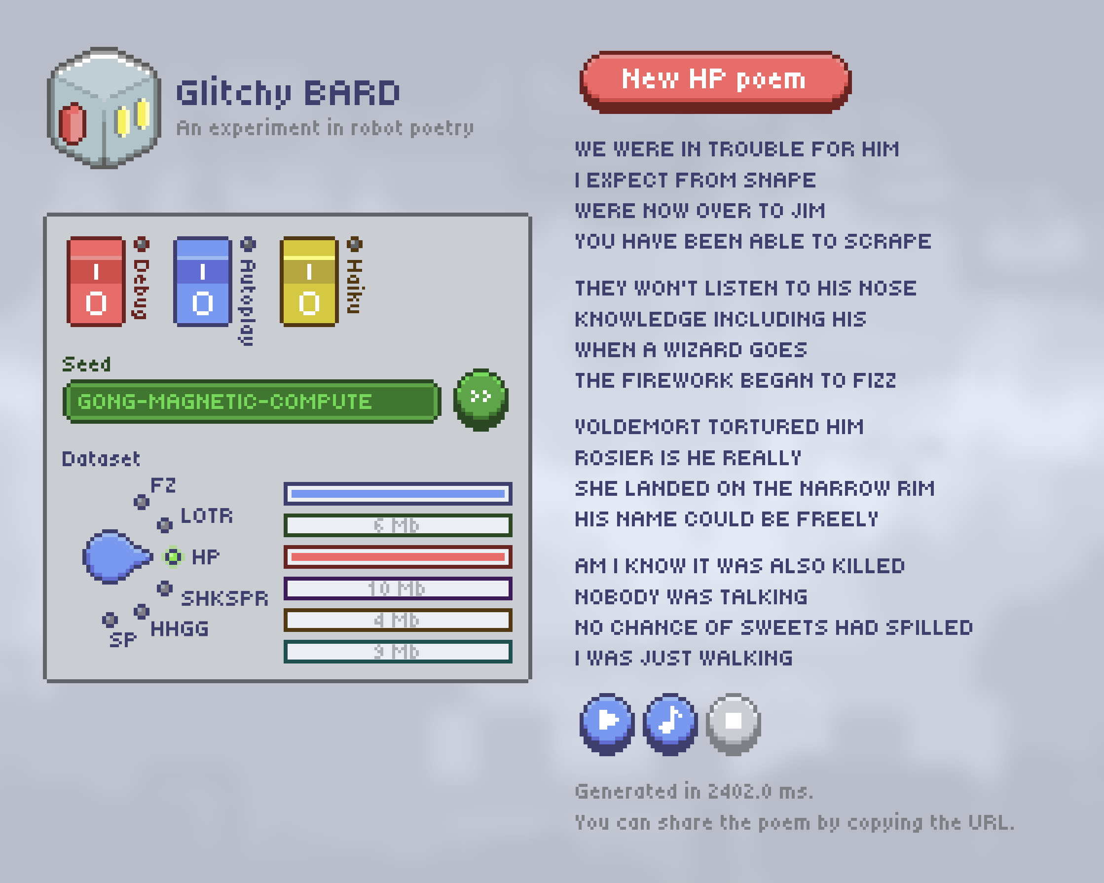 Screenshot of Glitchy Bard